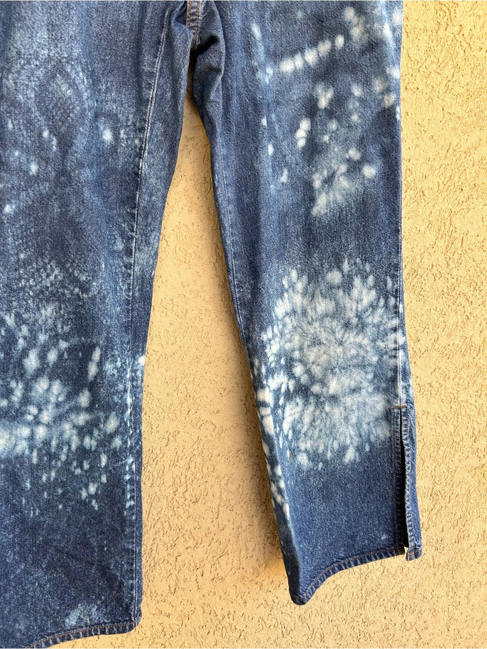 Handmade Bleach Dyed Doily Couture Upcycled Gap Capri Jeans - Picture 4 of 7